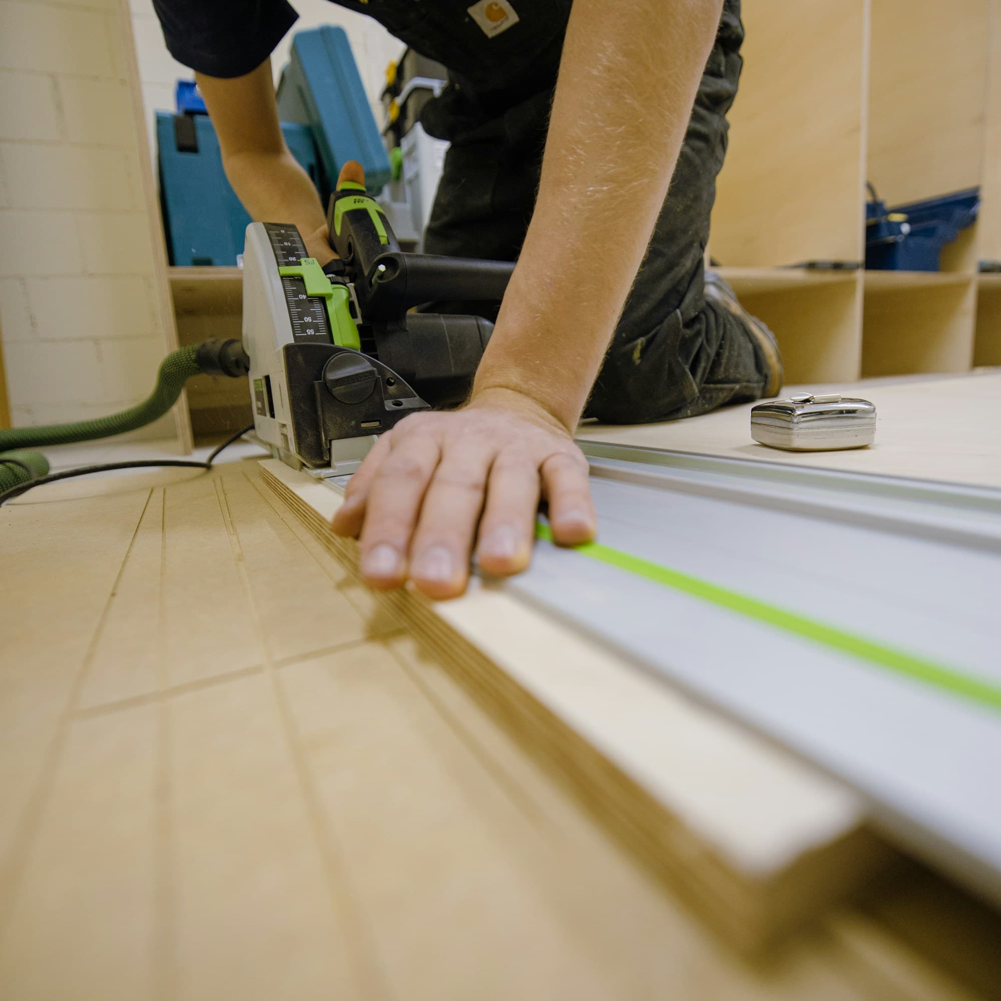 Festool track saw in workshop